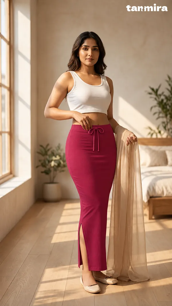 Premium_Royal_Lycra_Magenta_Saree_Shapewear,_Straight_Cut,_Stretchable,_Breathable