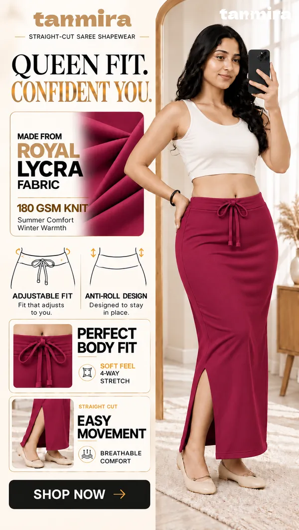Premium_Royal_Lycra_Magenta_Saree_Shapewear,_Straight_Cut,_Stretchable,_Breathable