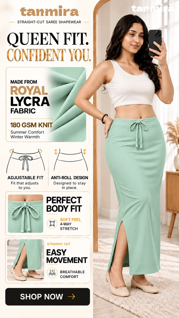 Premium_Royal_Lycra_Mint_Green_Saree_Shapewear,_Straight_Cut,_Stretchable,_Breathable