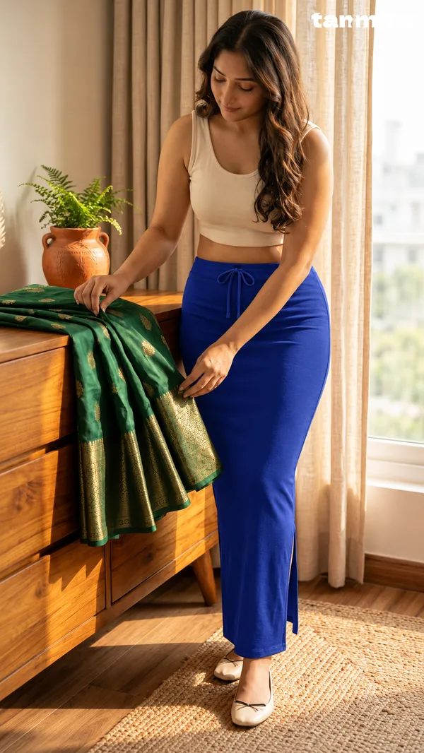 Premium_Royal_Lycra_Navy_Blue_Saree_Shapewear,_Straight_Cut,_Stretchable,_Breathable