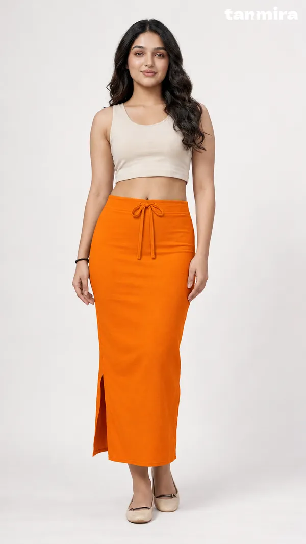 Premium_Royal_Lycra_Orange_Saree_Shapewear,_Straight_Cut,_Stretchable,_Breathable
