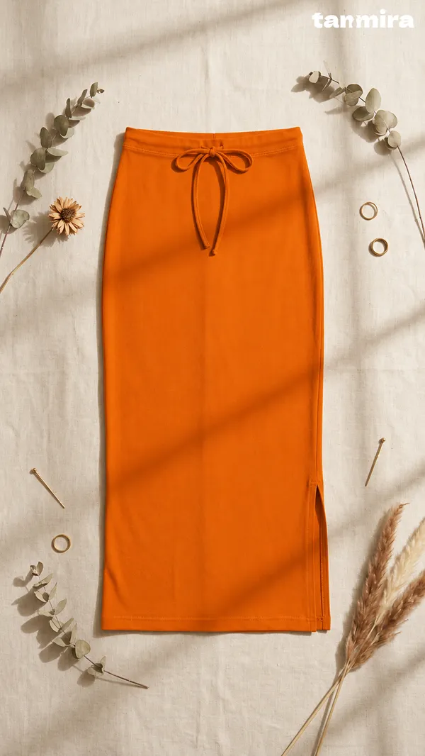 Premium_Royal_Lycra_Orange_Saree_Shapewear,_Straight_Cut,_Stretchable,_Breathable