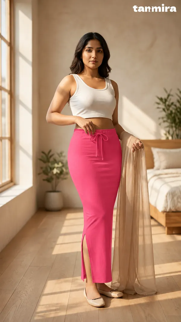 Premium_Royal_Lycra_Pink_Saree_Shapewear,_Straight_Cut,_Stretchable,_Breathable
