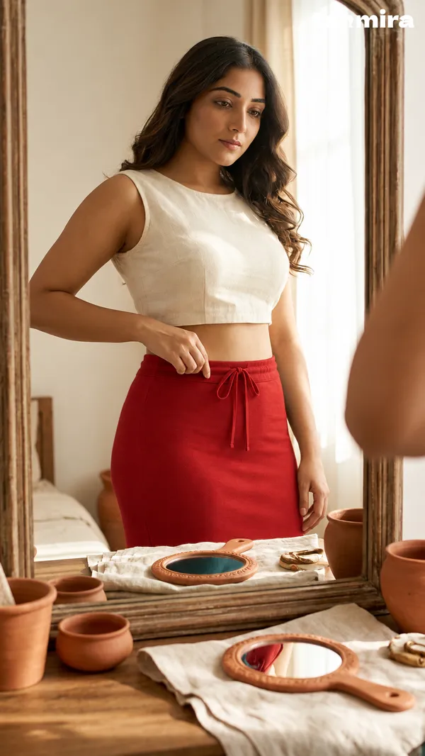 Premium_Royal_Lycra_Red_Saree_Shapewear,_Straight_Cut,_Stretchable,_Breathable