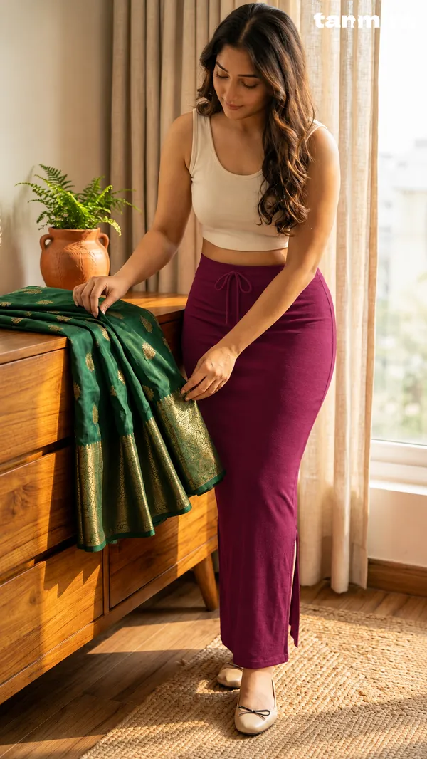Premium_Royal_Lycra_Wine_Saree_Shapewear,_Straight_Cut,_Stretchable,_Breathable