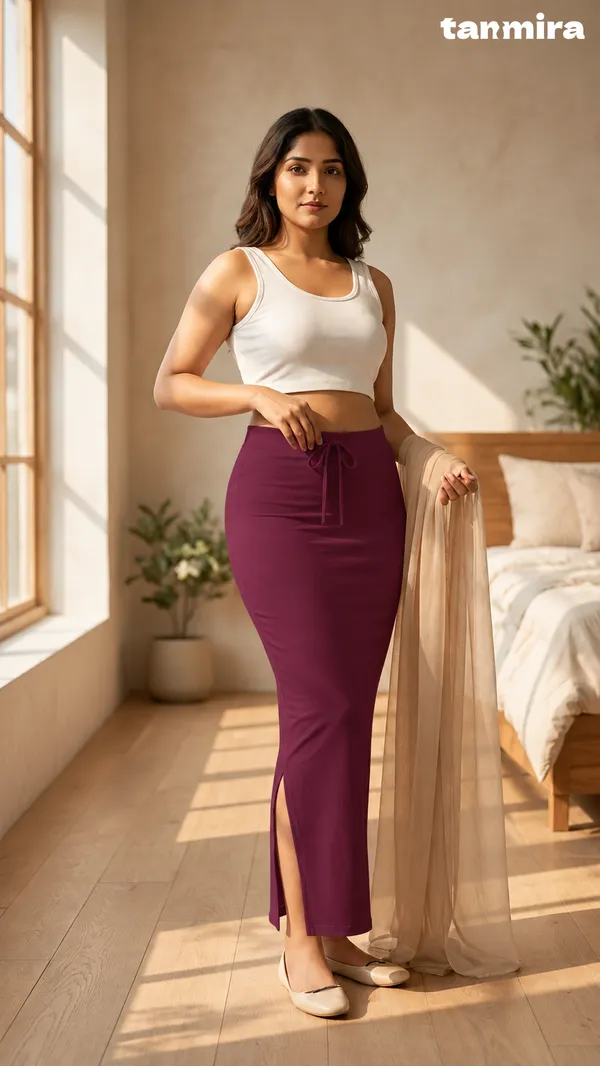 Premium_Royal_Lycra_Wine_Saree_Shapewear,_Straight_Cut,_Stretchable,_Breathable