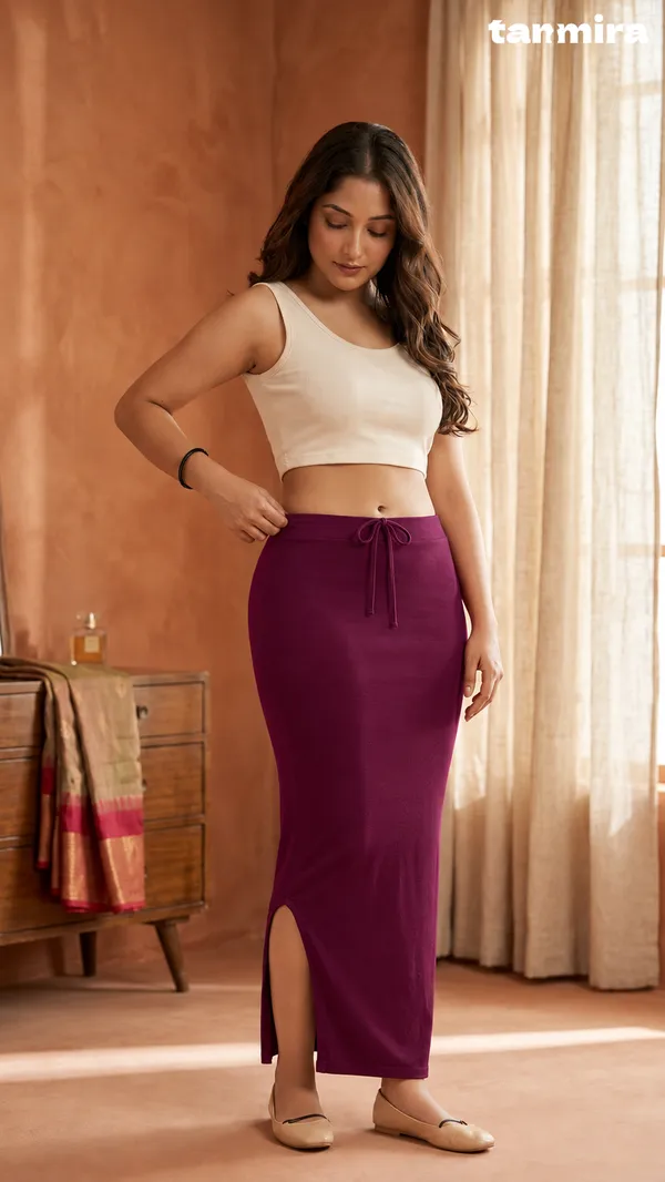 Premium_Royal_Lycra_Wine_Saree_Shapewear,_Straight_Cut,_Stretchable,_Breathable