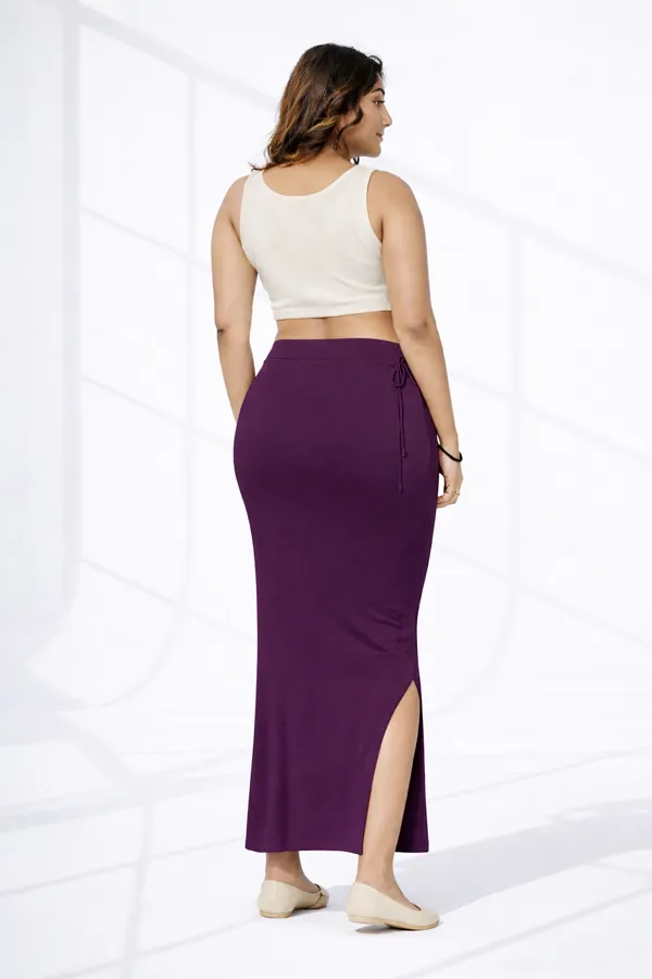 Premium_Dark_Purple_Cotton_Blend_Saree_Petticoat_For_Women_Stretchable_Fishcut_Shapewear_Underskirt