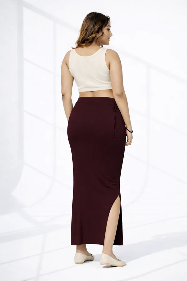 Premium_Deep_Maroon_Cotton_Blend_Saree_Petticoat_For_Women_Stretchable_Fishcut_Shapewear_Underskirt