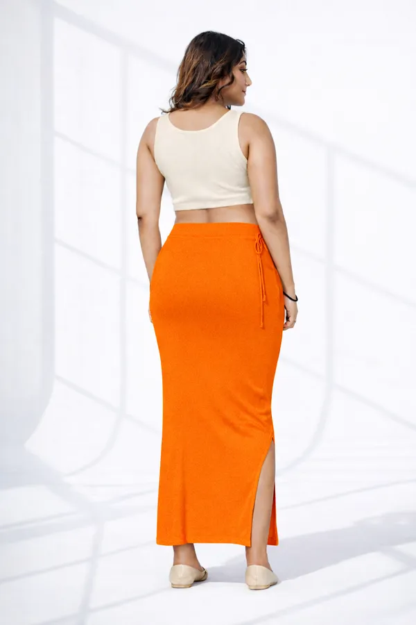 Buy_1_Get_1_Premium_Orange_And_Pink_Cotton_Blend_Saree_Petticoat_For_Women_Stretchable_Fishcut_Shapewear_Underskirt