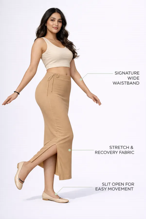 Buy_1_Get_1_Premium_Beige_And_Chikoo_Cotton_Blend_Saree_Petticoat_For_Women_Stretchable_Fishcut_Shapewear_Underskirt