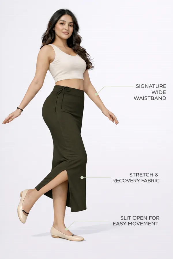 Premium_Forest_Green_Cotton_Blend_Saree_Petticoat_For_Women_Stretchable_Fishcut_Shapewear_Underskirt