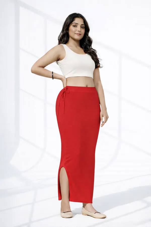 Buy_1_Get_1_Premium_Beige_And_Red_Cotton_Blend_Saree_Petticoat_For_Women_Stretchable_Fishcut_Shapewear_Underskirt