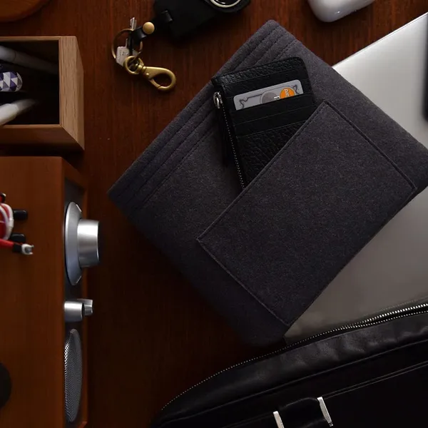 HYK_MART_Felt_Purse_Organizer_Insert,_Handbag_Storage_Pouch_with_Multi_Pockets_-_Pack_of_2_(_Dark_Grey_)