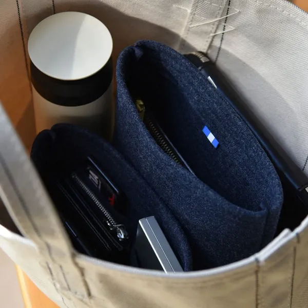 HYK_MART_Felt_Purse_Organizer_Insert,_Handbag_Storage_Pouch_with_Multi_Pockets_-_Pack_of_2_(_Dark_Grey_)