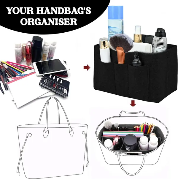 HYK_MART_Women_Felt_Purse_Organizer_Storage_Bag_for_Ladies_Handbag_Tote_Bag_Glasses_Keys-_(Black,_Small,_8.85x4.5x5.5_inch)