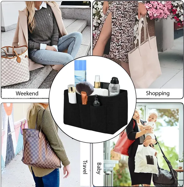 HYK_MART_Women_Felt_Purse_Organizer_Storage_Bag_for_Ladies_Handbag_Tote_Bag_Glasses_Keys-_(Black,_Small,_8.85x4.5x5.5_inch)