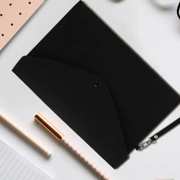 HYK_MART_Felt_Document_Folders_-_Portable_A4_Envelope_File_Holder_with_Button_Closure_for_Office,_School,_Stationery_Tools_Organization,34x24cm_(_Black_)