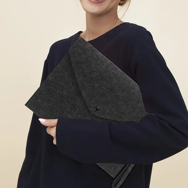 HYK_MART_Felt_Document_Folders_-_Portable_A4_Envelope_File_Holder_with_Button_Closure_for_Office,_School,_Stationery_Tools_Organization,34x24cm_(_Dark_Grey_)
