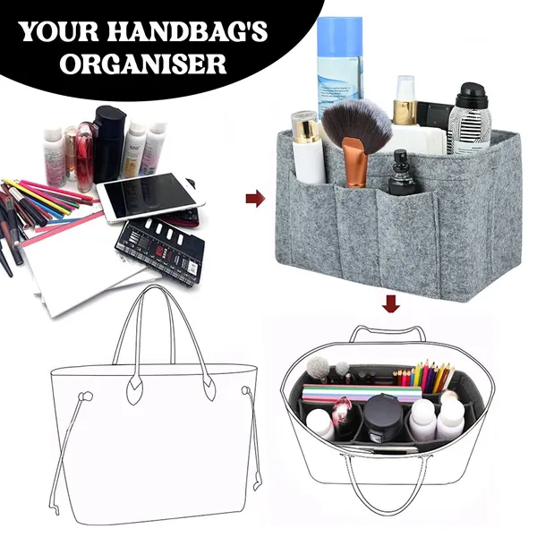 HYK_MART_Women_Felt_Purse_Organizer_Storage_Bag_for_Ladies_Handbag_Tote_Bag_Glasses_Keys-_(Grey,_Slender_M,_11.3x3.15x6.5_inch)