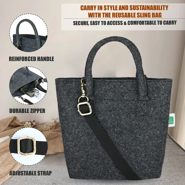 HYK_MART_Hand_Bag_Multipurposeful_Sling_Purse_Large_Women_Shoulder_Purse_For_Travel_Shopping_School_Work_Totebag_(Black,_400_GSM)