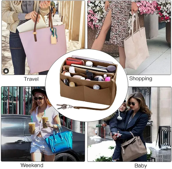 HYK_MART_Purse_Organizer_Insert_for_Handbags,_Premium_Felt_Organizer_with_Zipper_Pocket_(_Camel)