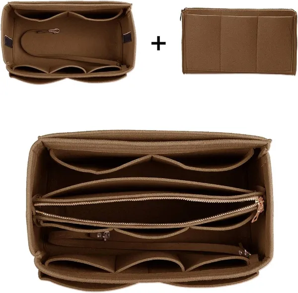HYK_MART_Purse_Organizer_Insert_for_Handbags,_Premium_Felt_Organizer_with_Zipper_Pocket_(_Camel)