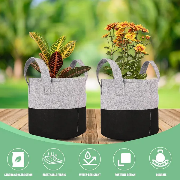 HYK_MART_Geo_Fabric_Grow_Bags_UV_Treated_Gardening_Cotton_Pots_Terrace_Indoor_Outdoor_Home_Balcony_Nursery_Leafy_Vegetable_Fruits_and_Flower_(Black_&_Grey_Round