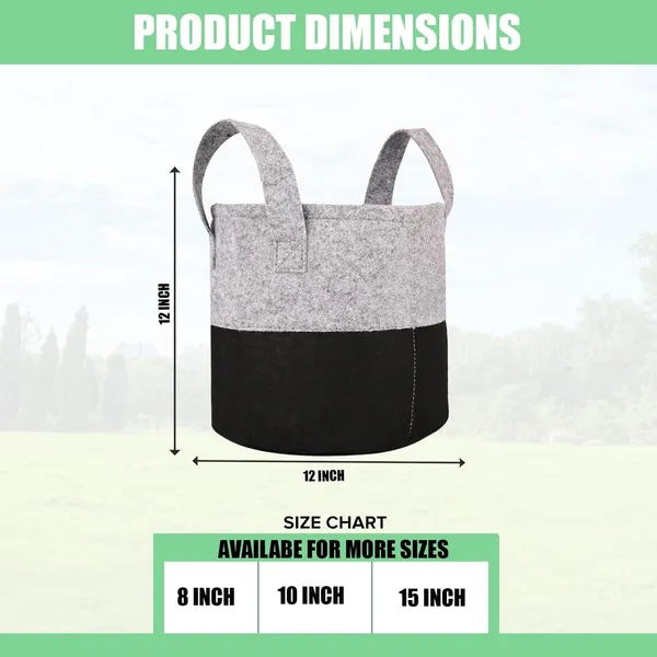 HYK_MART_Geo_Fabric_Grow_Bags_UV_Treated_Gardening_Cotton_Pots_Terrace_Indoor_Outdoor_Home_Balcony_Nursery_Leafy_Vegetable_Fruits_and_Flower_(Black_&_Grey_Round