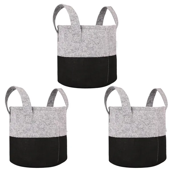 HYK_MART_Geo_Fabric_Grow_Bags_UV_Treated_Gardening_Cotton_Pots_Terrace_Indoor_Outdoor_Home_Balcony_Nursery_Leafy_Vegetable_Fruits_and_Flower_(Black_&_Grey_Round