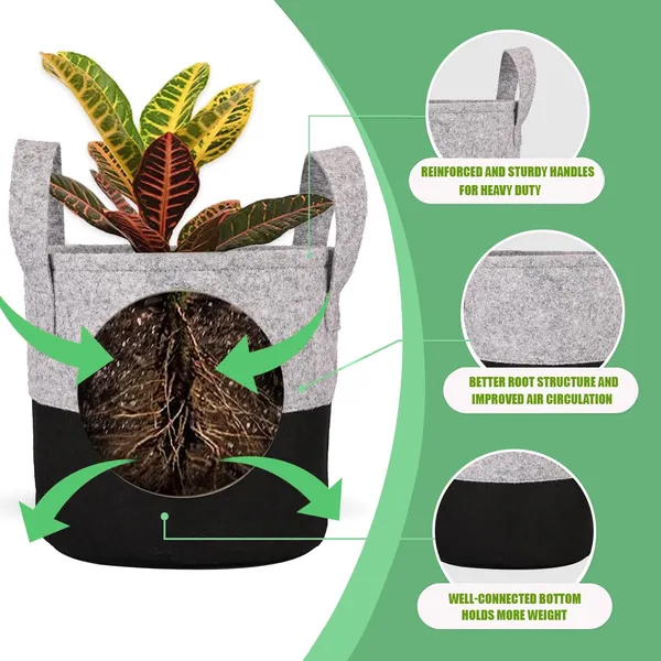 HYK_MART_Geo_Fabric_Grow_Bags_UV_Treated_Gardening_Cotton_Pots_Terrace_Indoor_Outdoor_Home_Balcony_Nursery_Leafy_Vegetable_Fruits_and_Flower_(Black_&_Grey_Round