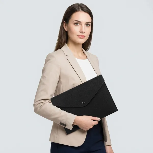 HYK_MART_Felt_Document_Folders_-_Portable_A4_Envelope_File_Holder_with_Button_Closure_for_Office,_School,_Stationery_Tools_Organization,34x24cm_(_Black_)