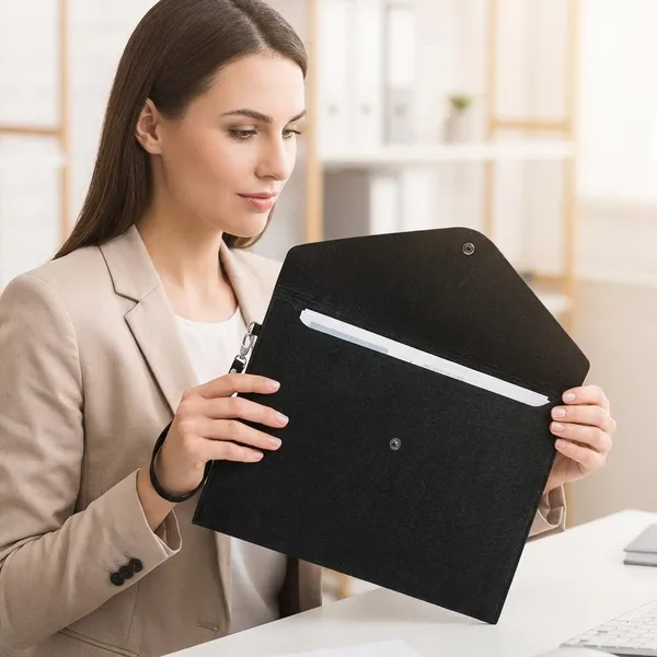 HYK_MART_Felt_Document_Folders_-_Portable_A4_Envelope_File_Holder_with_Button_Closure_for_Office,_School,_Stationery_Tools_Organization,34x24cm_(_Black_)