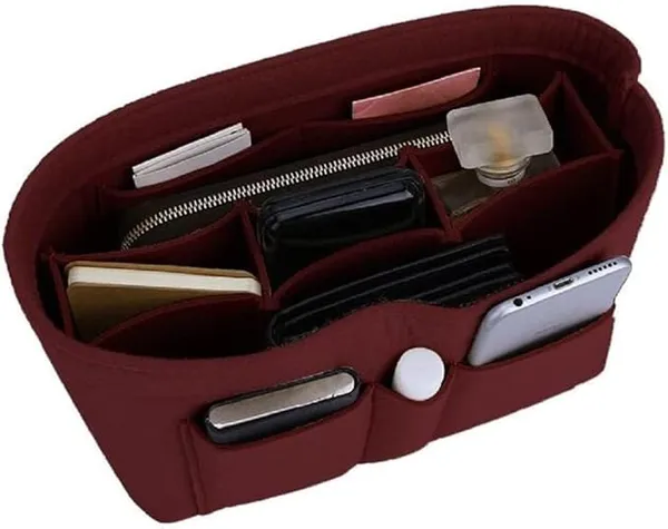 HYK_MART_Women_Felt_Purse_Organizer_Storage_Bag_for_Ladies_Handbag_Tote_Bag_Glasses_Keys-_(Maroon,_Small,_8.85x4.5x5.5_inch)