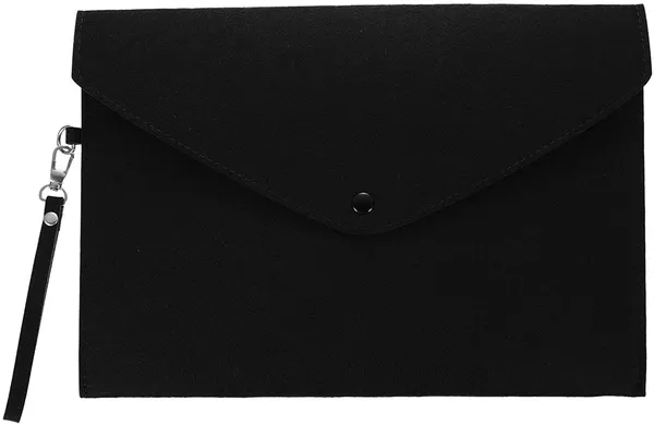 HYK_MART_Felt_Document_Folders_-_Portable_A4_Envelope_File_Holder_with_Button_Closure_for_Office,_School,_Stationery_Tools_Organization,34x24cm_(_Black_)