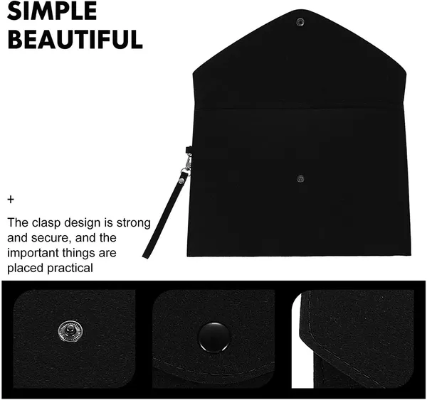 HYK_MART_Felt_Document_Folders_-_Portable_A4_Envelope_File_Holder_with_Button_Closure_for_Office,_School,_Stationery_Tools_Organization,34x24cm_(_Black_)