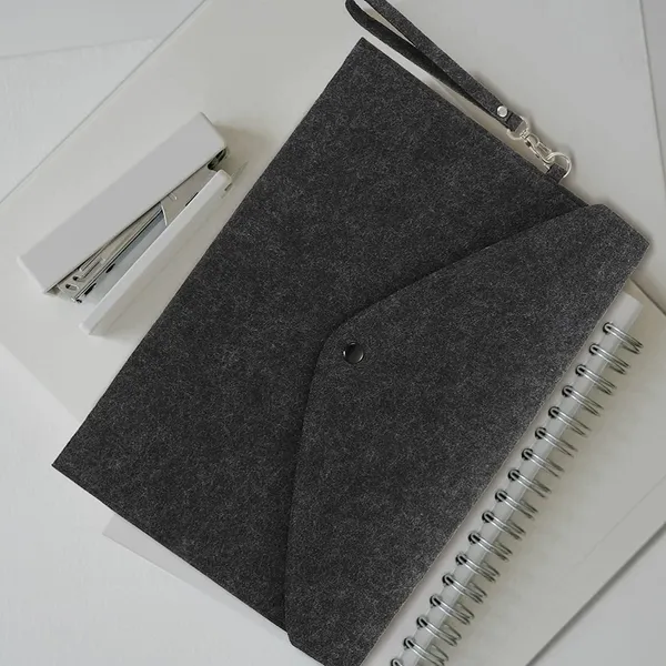HYK_MART_Felt_Document_Folders_-_Portable_A4_Envelope_File_Holder_with_Button_Closure_for_Office,_School,_Stationery_Tools_Organization,34x24cm_(_Dark_Grey_)