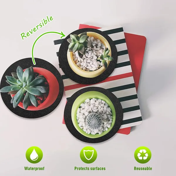 HYK_MART_Plant_Pot_Coaster_Mat_-_Reversible_Waterproof_Round_Absorbent_Felt_Fabric_Plant_Pad_for_Gardening_Indoor_and_Outdoor_Pots_4/6/8/10_Inch_(Dark_Grey,_20_Pieces)