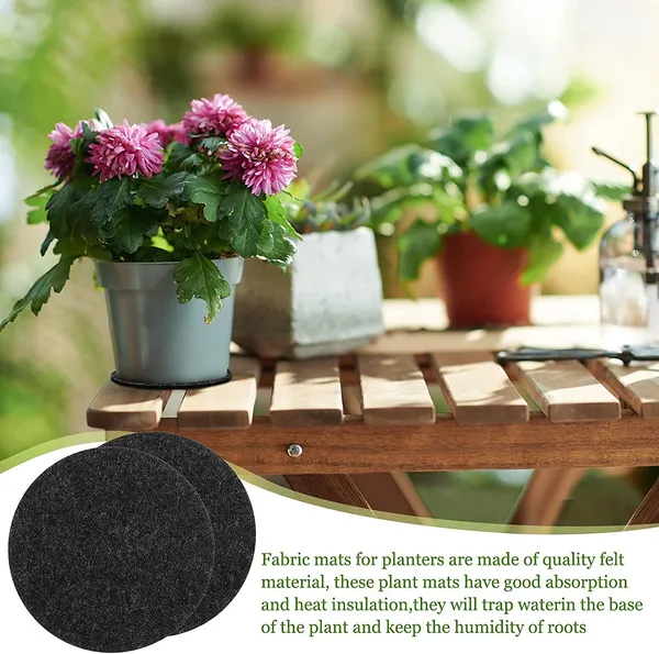 HYK_MART_Plant_Pot_Coaster_Mat_-_Reversible_Waterproof_Round_Absorbent_Felt_Fabric_Plant_Pad_for_Gardening_Indoor_and_Outdoor_Pots_4/6/8/10_Inch_(Dark_Grey,_20_Pieces)