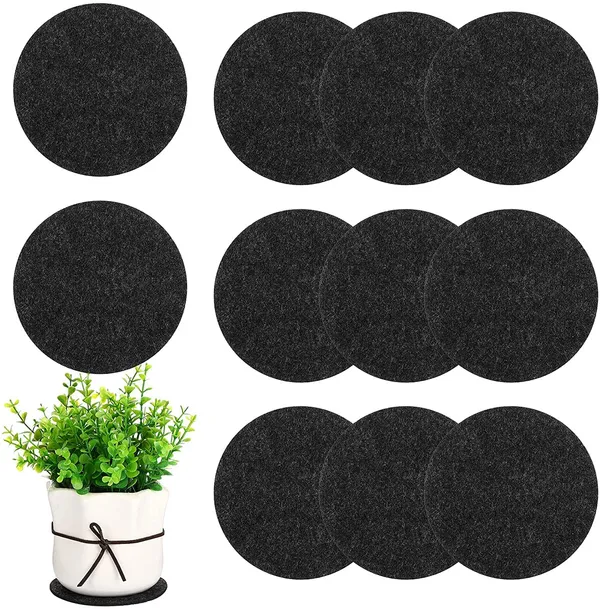 HYK_MART_Plant_Pot_Coaster_Mat_-_Reversible_Waterproof_Round_Absorbent_Felt_Fabric_Plant_Pad_for_Gardening_Indoor_and_Outdoor_Pots_4/6/8/10_Inch_(Dark_Grey,_20_Pieces)