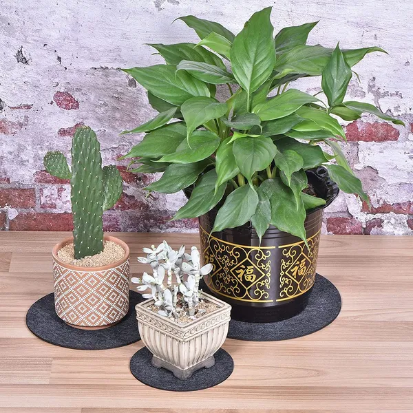 HYK_MART_Plant_Pot_Coaster_Mat_-_Reversible_Waterproof_Round_Absorbent_Felt_Fabric_Plant_Pad_for_Gardening_Indoor_and_Outdoor_Pots_4/6/8/10_Inch_(Dark_Grey,_20_Pieces)