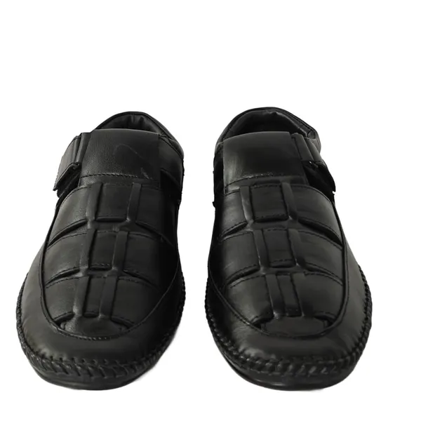 Black_Premium_Leather_Roman_Style_Comfort_Fashion_Casual_Outdoor_Walking_Footwear_Sandals
