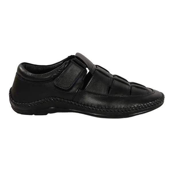 Black_Premium_Leather_Roman_Style_Comfort_Fashion_Casual_Outdoor_Walking_Footwear_Sandals