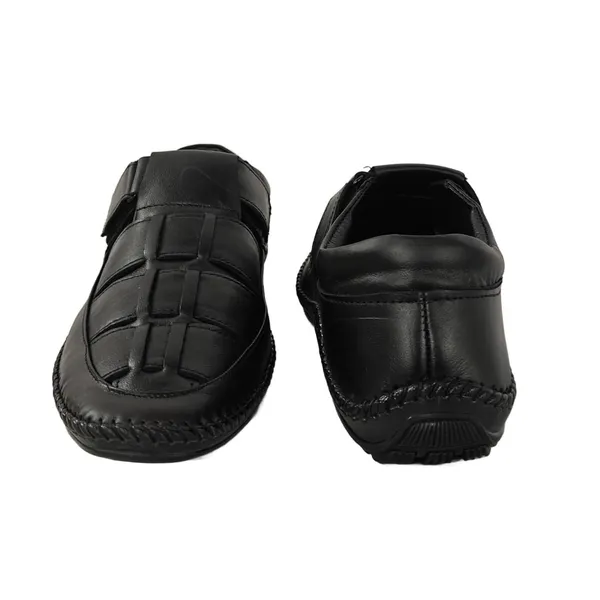 Black_Premium_Leather_Roman_Style_Comfort_Fashion_Casual_Outdoor_Walking_Footwear_Sandals