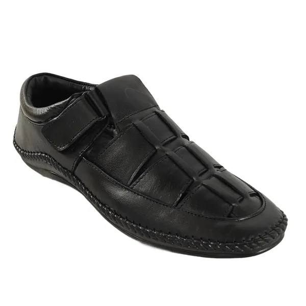 Black_Premium_Leather_Roman_Style_Comfort_Fashion_Casual_Outdoor_Walking_Footwear_Sandals