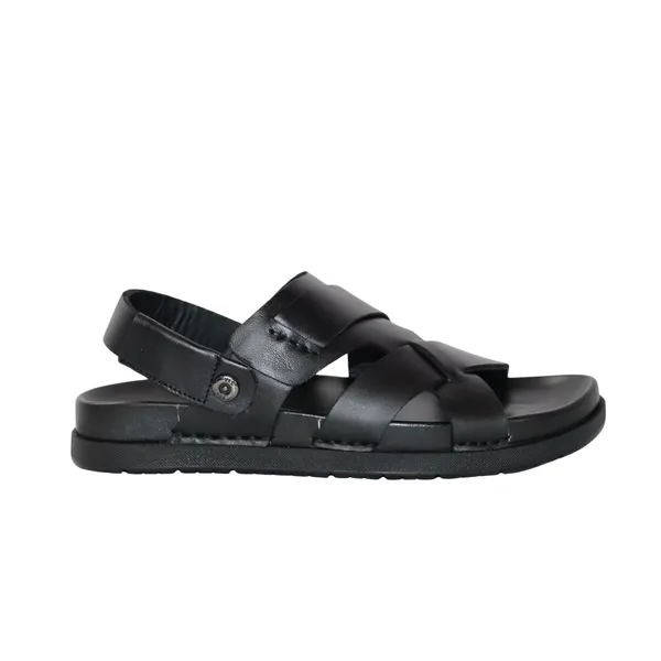 Black_Faux_Leather_Stylish_Comfortable_Casual_Outdoor_Open_Footwear_With_Cushioned_Footbed_Lightweight_Non_Slip_Sole_Sandals