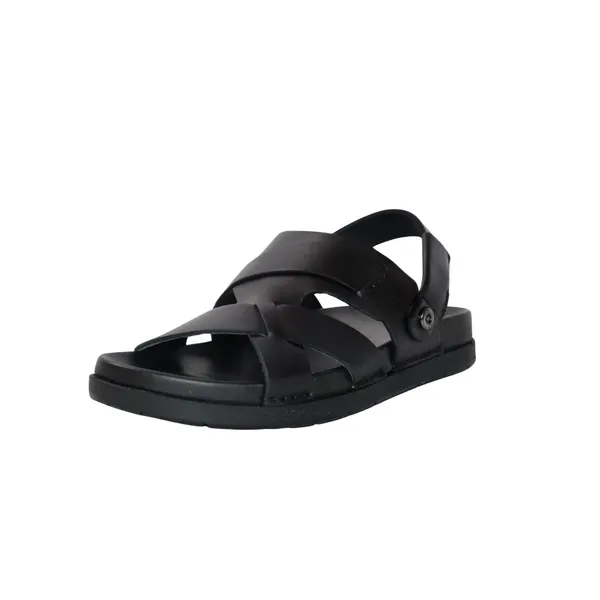 Black_Faux_Leather_Stylish_Comfortable_Casual_Outdoor_Open_Footwear_With_Cushioned_Footbed_Lightweight_Non_Slip_Sole_Sandals