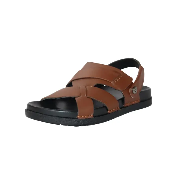 Tan_Faux_Leather_Stylish_Comfortable_Casual_Outdoor_Open_Footwear_With_Cushioned_Footbed_Lightweight_Non_Slip_Sole_Sandals