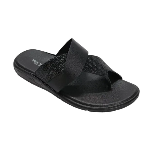 Black_Faux_Leather_Casual_Fashion_Comfortable_Open_Footwear_With_Cushioned_Footbed_Lightweight_Non_Slip_Sole_Sandals
