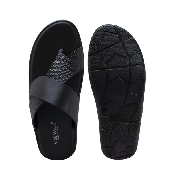 Black_Faux_Leather_Casual_Fashion_Comfortable_Open_Footwear_With_Cushioned_Footbed_Lightweight_Non_Slip_Sole_Sandals